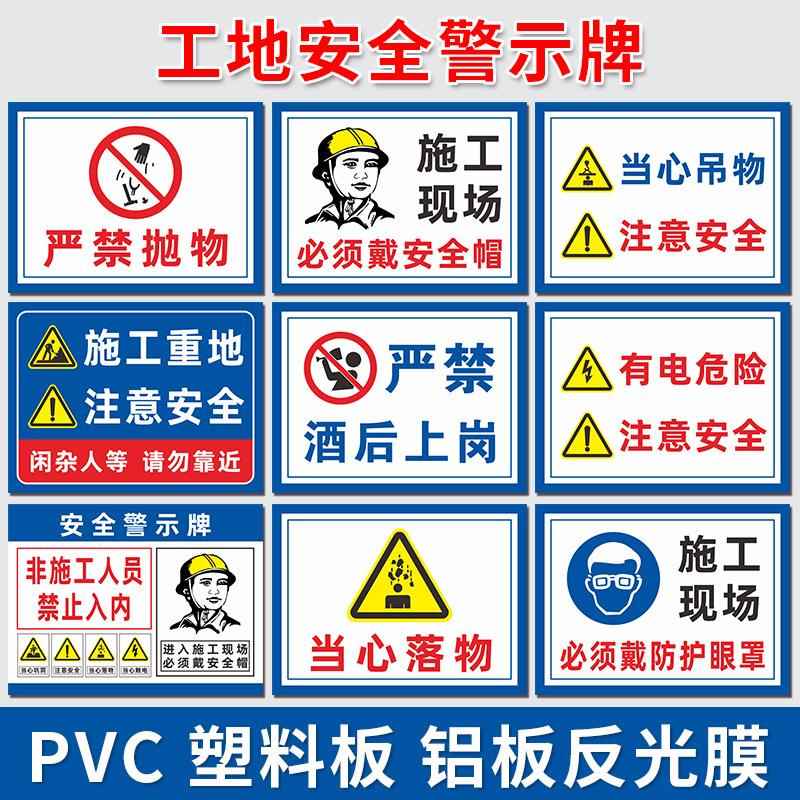 安全生产标识牌建筑工地标语施工重地闲人免进必须戴安全帽警示牌