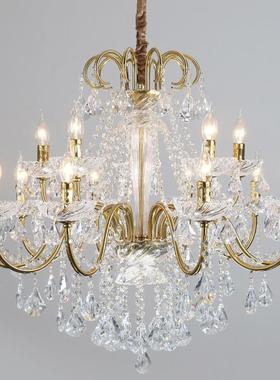 新款法式水晶灯轻奢大气客厅餐厅LED灯美式复古黑色卧室书房吊灯