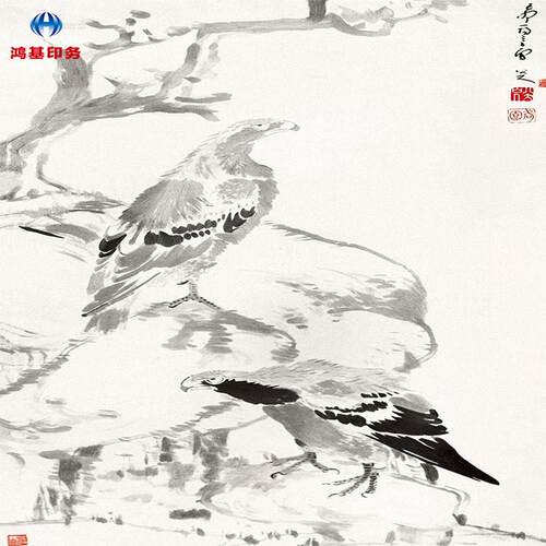 鸿基印务批量制作生产国画/牡丹画武藤高精度喷绘写真广告画面