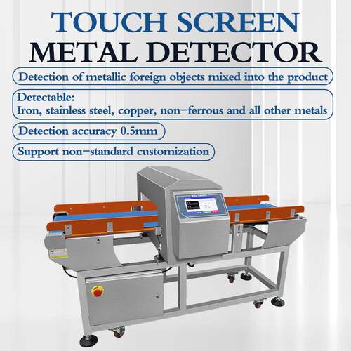 Metal detector for foreign objects in packaged food factory