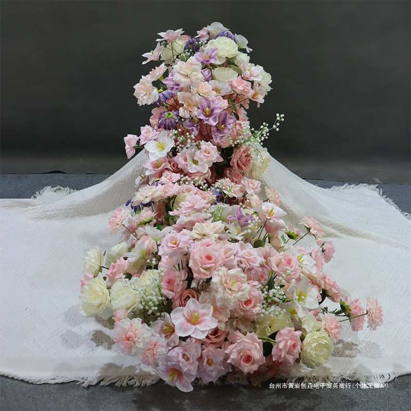 婚宴生日宴瀑布桌花挂花条美陈橱窗挂饰花排婚礼订婚仿真装饰花
