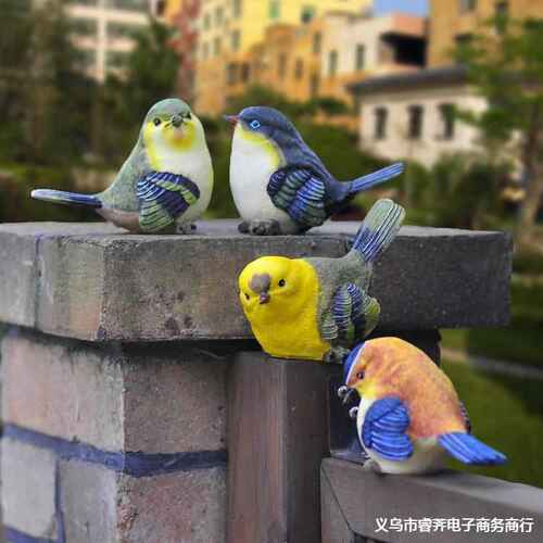 客厅桌面可爱摆件 家居装饰花园仿真小鸟鸟窝摆件摆件