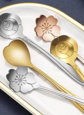 网红创意不锈钢调羹勺搅拌勺韩式创意长柄冰勺可爱酒吧咖啡甜品勺