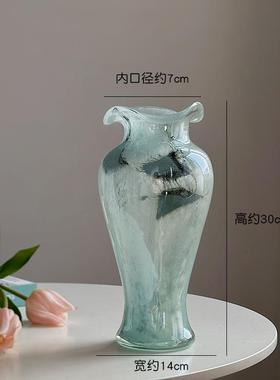 正品辰罗·Ripl摆e璃琉璃花p器粉色玻花瓶中古插花水培装饰法式浪