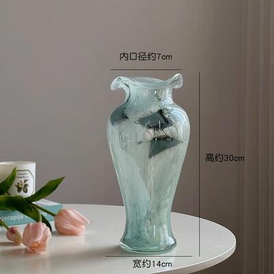 正品辰罗·Ripl摆e璃琉璃花p器粉色玻花瓶中古插花水培装饰法式浪