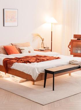全实木榻米379床复榻风地樱桃木无古床头床靠背地台床架矮床离悬