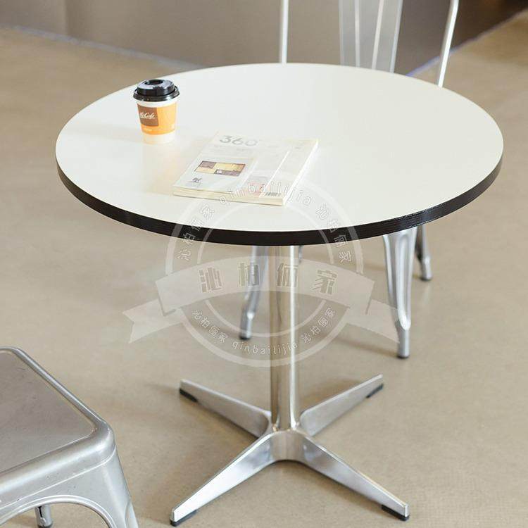 伊姆斯办公桌中古餐桌小居室圆桌直脚会议桌办公室洽谈桌不锈钢