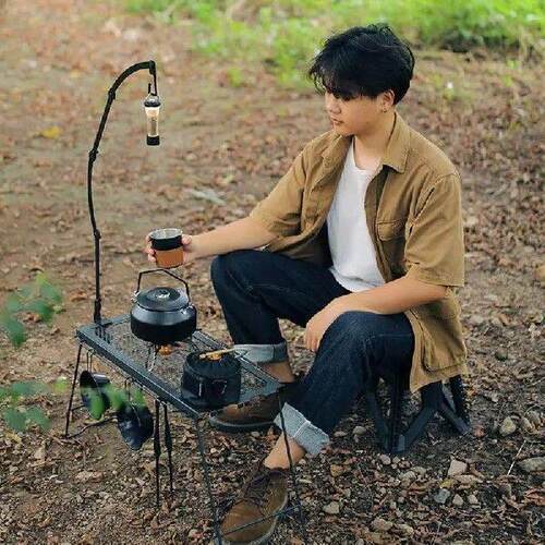 Camping Table Foldable Stool Side Portable Iron Storage
