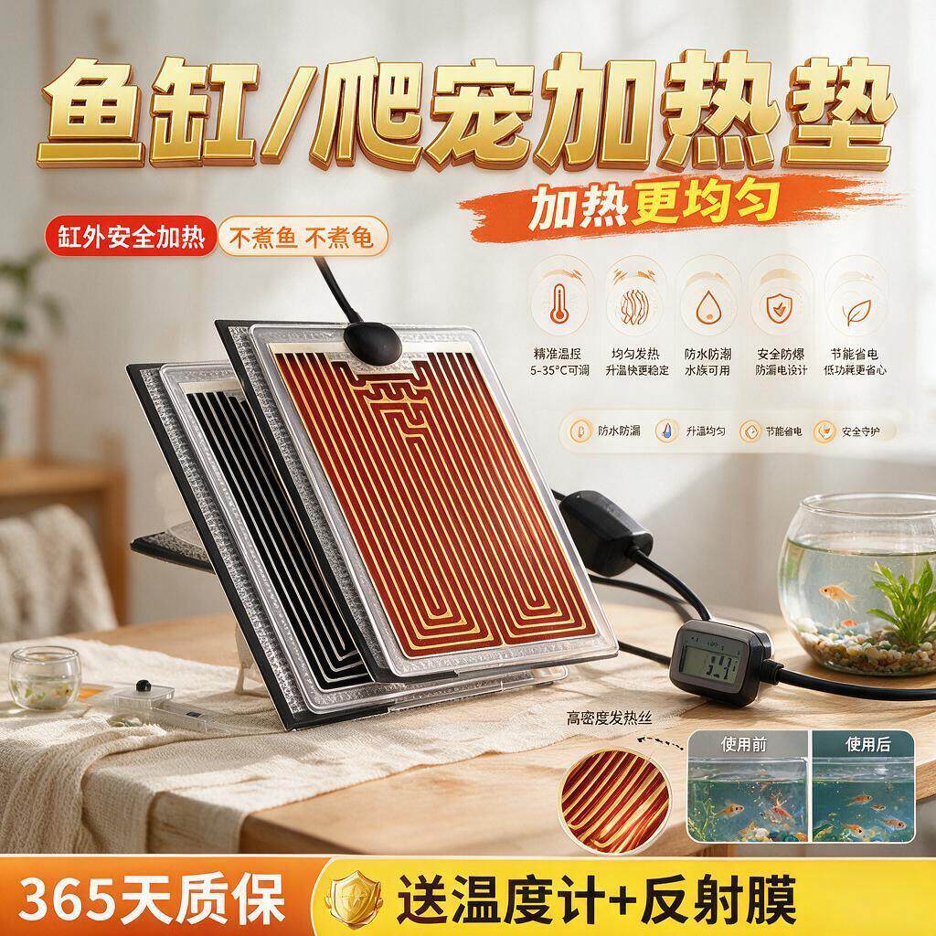 寄居蟹加热垫鱼缸斗鱼小型控温恒温加温垫观赏鱼爬宠专用低水位缸