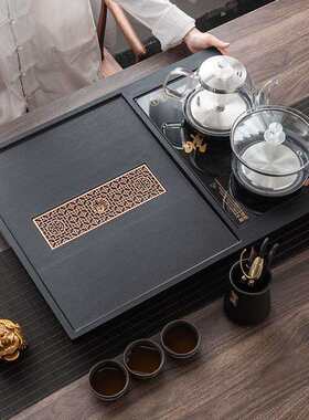 乌金石茶盘全自动家用紫砂茶具套装功夫底部上水烧水壶一体茶台