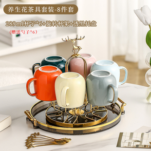 现代茶具 奢耐高温客厅轻水杯喝水送礼陶瓷结婚简约家用玻璃套装