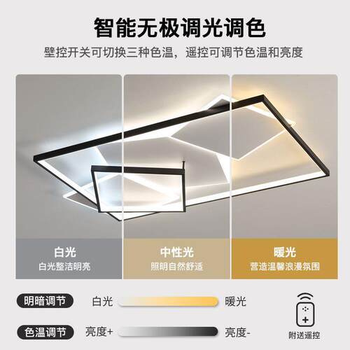 黑白灰2025年简款现代简约气吸顶大灯轻奢大厅新灯W-8221具极客厅