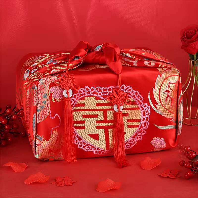 结婚红包袱皮女方新娘陪嫁套装娘家嫁妆包喜盆包裹布婚庆用品大全