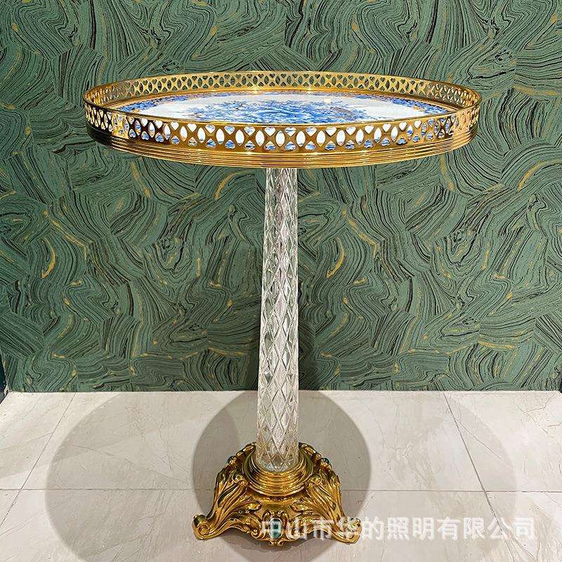 法式轻奢家居客厅沙发小桌子全铜高端设计款精美边几美式创意摆件