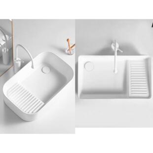 陶伯爵阳台洗手盆带搓衣板洗衣池陶瓷侧下水洗脸盆单水槽台上