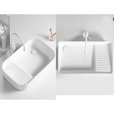 陶伯爵阳台洗手盆带搓衣板洗衣池陶瓷侧下水洗脸盆单水槽台上