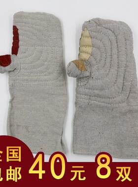 耐高温加长加厚甲布帆布手套 加棉巴掌防烫隔热烤箱 劳保手套