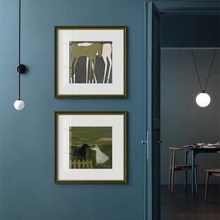 实北木绿色清新装 饰画小客餐厅以梦为马挂画儿童C132厅房原木风欧