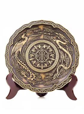 肖铜7872摆件龙盘铜九龙献瑞铜工艺品九龙呈壁龙凤祥十二生摆设龙