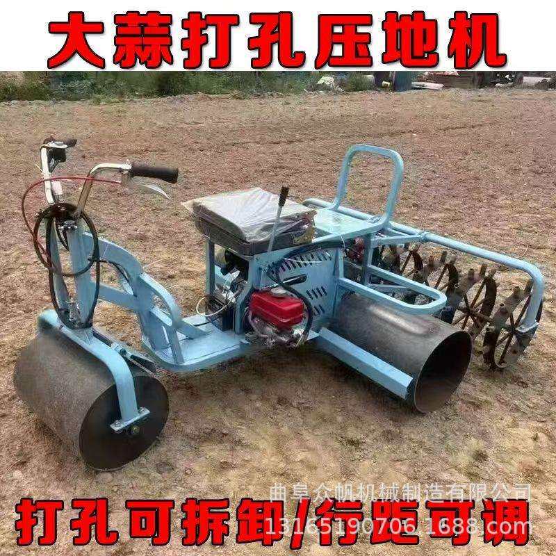 自走式大蒜打孔打眼一体压地机汽油柴油压平机小型压地机整平机械
