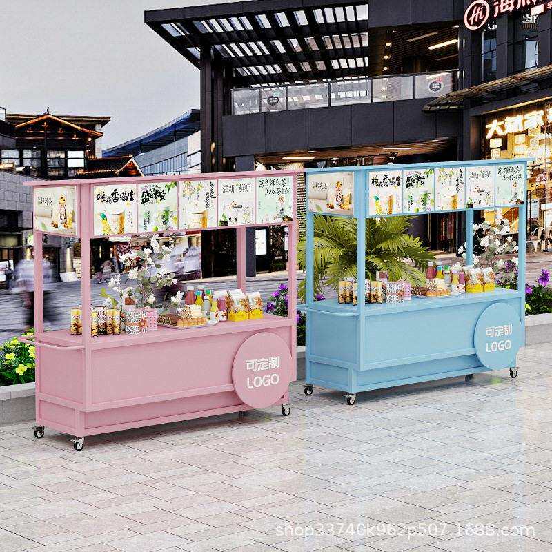 夜市可移动餐车集市广场小吃街小推车铁艺花车文旅活动促销展示架