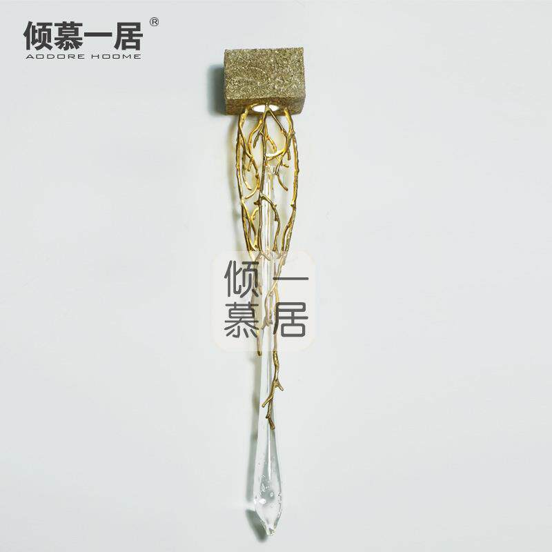 设计师后现代全铜树枝水晶灯创意别墅客厅卧室灯样板房酒店铜壁灯