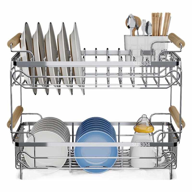 不锈钢碗架厨房置物架台面家用单层沥水盘架大容量碗筷碗碟收纳架