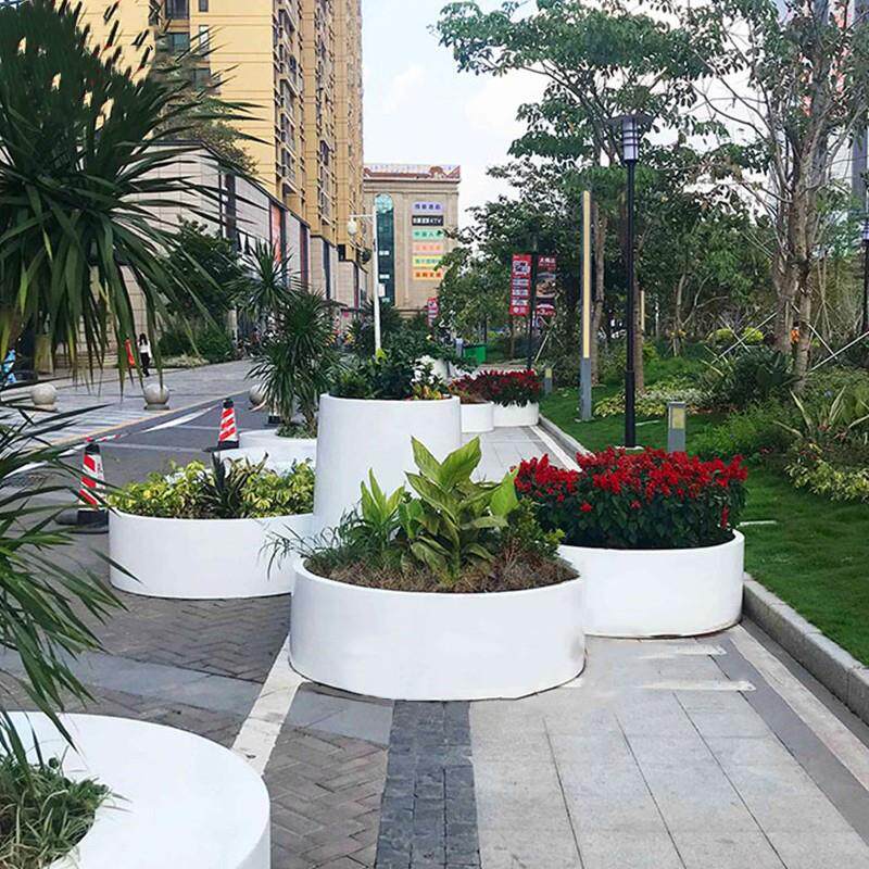 北欧玻璃钢花盆异形商场大号户外落地大花瓶组合楼台庭院种树花箱