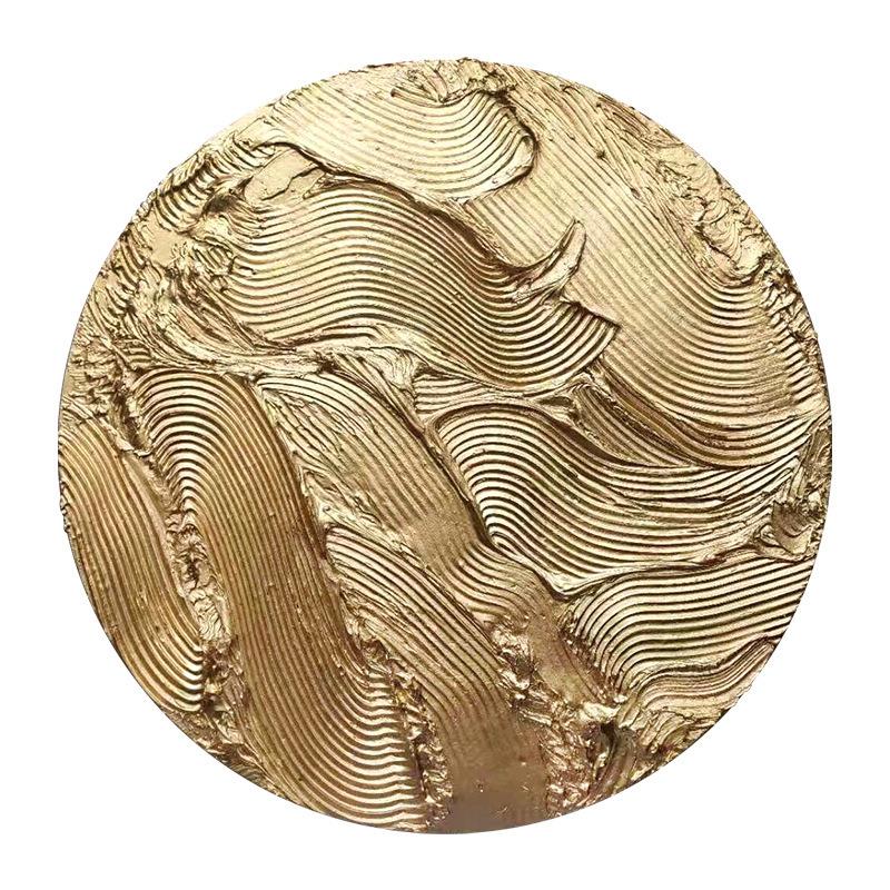 现代肌理圆形画进门玄关墙面装饰3d立体抽象画轻奢创意纯手绘挂画