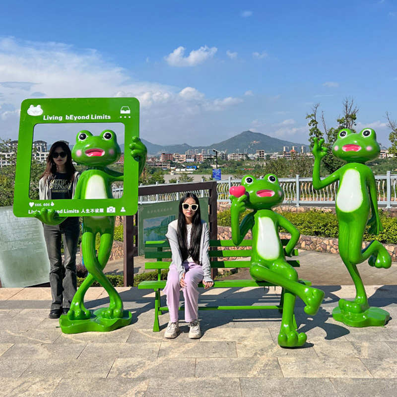 动物青蛙玻璃钢装饰雕塑草坪摆设户外花园造景布置庭院装饰摆件
