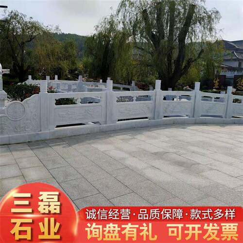 厂家供应花岗岩石雕栏杆河道桥梁防护栏现货汉白玉石雕栏杆