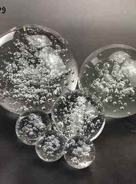 透明茶台玻璃球高山流水悬浮盆景滚动假山水晶球透亮佛塔喷水珠子
