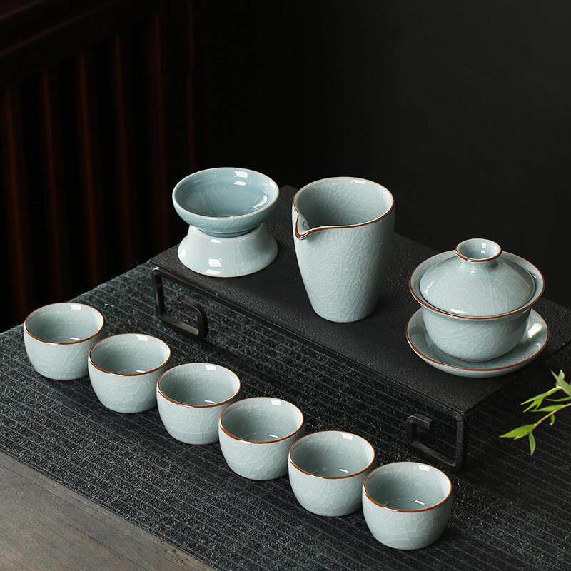 哥窑茶具套装汝窑复古风陶瓷家用功夫小茶杯泡茶器客厅办公室会客