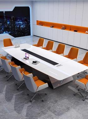 尚白色烤漆会议桌大小型会桌长桌时ZK-01简约现代办公室谈议桌椅