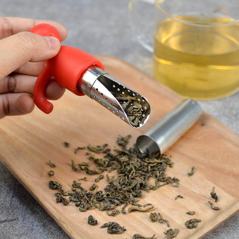 不锈钢茶漏自带茶勺挂式便携硅胶人形泡茶器茶滤304不锈钢