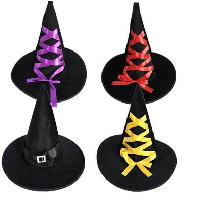 Halloween Witch Hat Golden Velvet Ribbon Witch Hat Adult