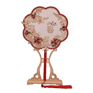 闺婚礼扇子电商长柄送蜜团扇出嫁新娘中式结婚遮面成品