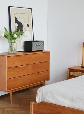 北欧日式全实木九斗五斗六斗柜樱桃木客厅卧室黑胡桃木储物收纳柜