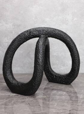 简约黑色白色现X形摆树HDM脂样板房售楼部家居桌面餐厅代软装饰品