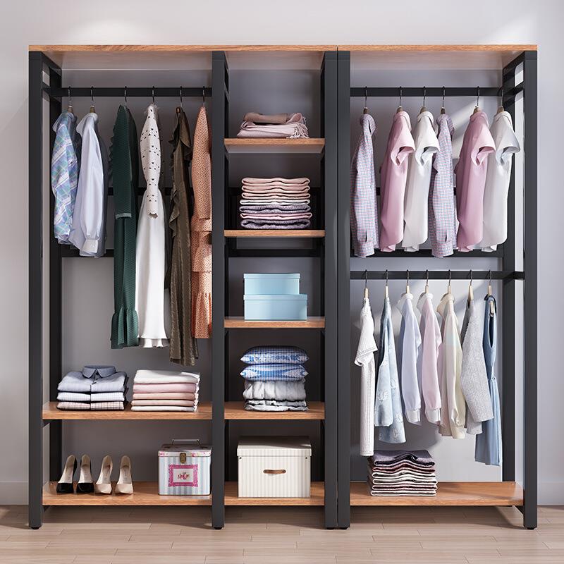 卧室衣帽架不锈钢落地衣柜衣帽衣橱简易衣帽架子挂衣衣柜不