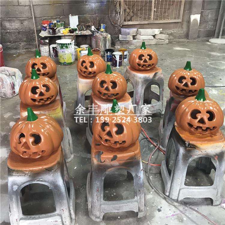 现货商场万圣节主题南瓜灯玻璃钢雕塑玻璃钢树脂南瓜鬼脸模型雕塑