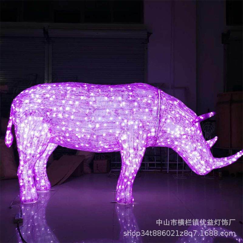 LED犀牛造型灯户外防水亚克力滴胶动物工程亮化节日装饰景观灯