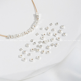 s925纯银素银小方形碎银子垫片，diy手工串珠，珍珠手链隔珠隔片配件
