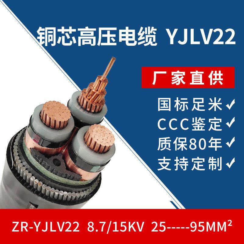 供应铜芯高压电缆10kv国.标电缆YJV223*35/50/70/95
