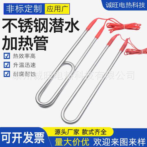 工业民用潜水型电热管加热管单双U不锈钢加热棒烧水发热管2KW密封
