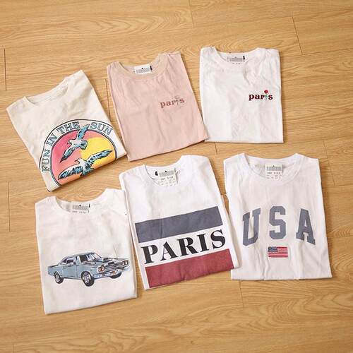 Bm风~B家纯元一批！复古巴黎3款~海狸同款！宽松棉质短袖T恤tee