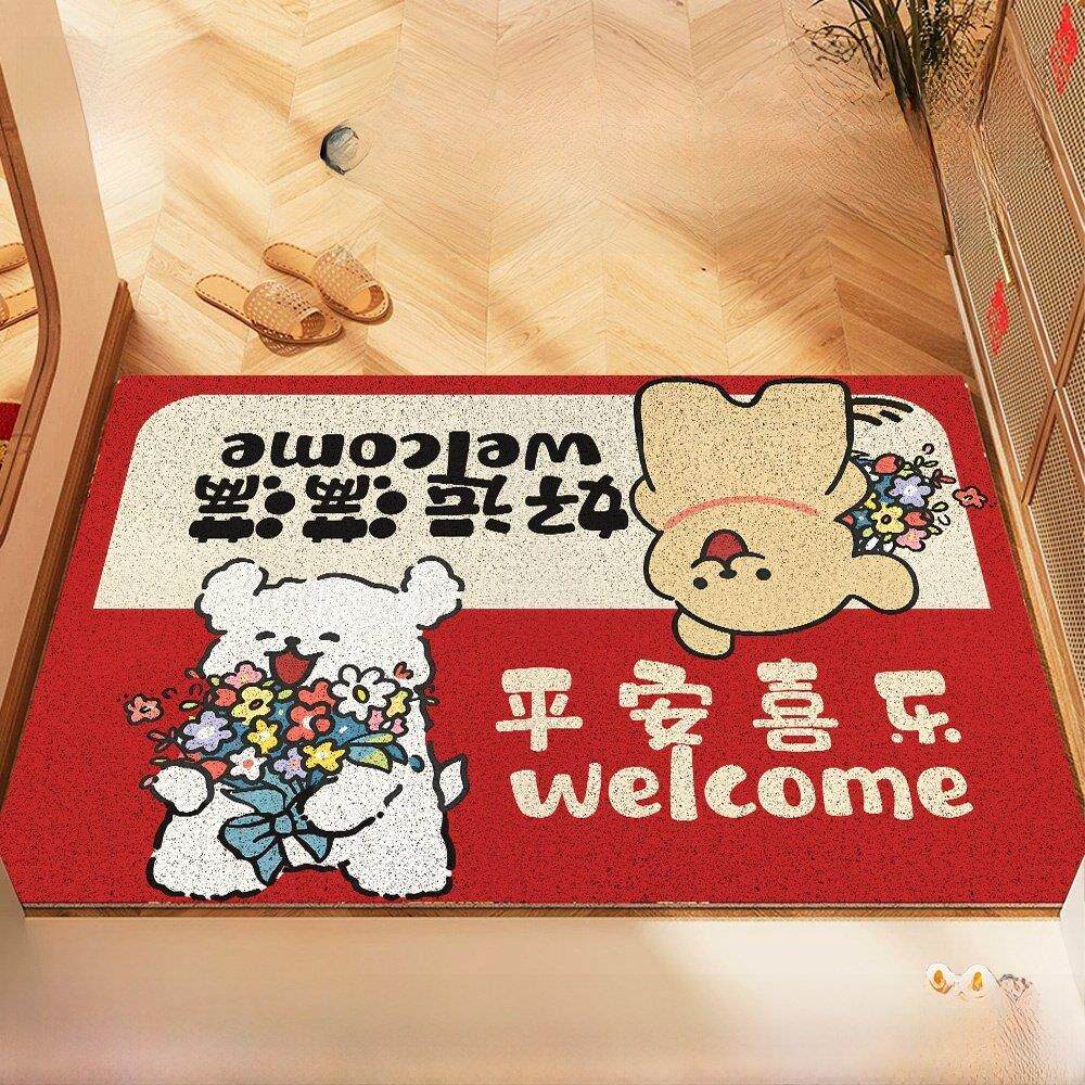 线条小狗玄关入户地垫趣味双面耐脏地毯门口门外蹭脚垫丝圈换鞋垫