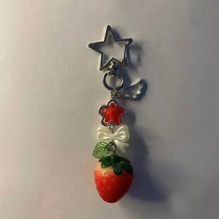Food Handmade Keychain Charm Phone Strawberry Cake