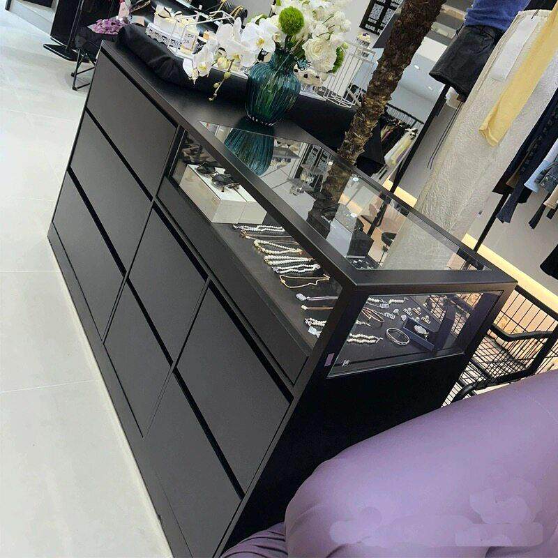 服装店中岛流水台柜台童装店收银台女装店铺一体带玻璃展示柜吧台