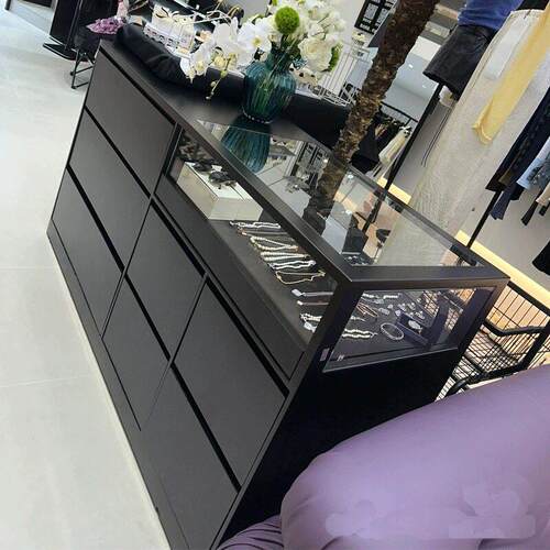 服装店中岛流水台柜台童装店收银台女装店铺一体带玻璃展示柜吧台